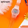 Нарученные часы Sanda Fashion Top Brand Sport Watch Женщины прозрачные ремешки с помощью цифровых часов Ladies Electronic Relogio fominino