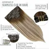 Spets Full Shine Seamless Clip in Hair Human 8pcs 100g Pu Tape In Obre Blonde Color Skin Weft 230617
