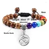 Strand Bracelet tressé fait à la main Charme Prière Reiki 7 Chakra Perles Oeil de Tigre Lave Pierre Naturelle OM Symbole Bracelets Hommes Femmes Bijoux