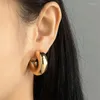 Hoop Earrings Vintage Glossy Gold Color Thick Cylindrical Tube Hollow For Women Ear Clip Chunky Metal Geometric Round Fashion Jewelry