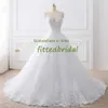Prawdziwe obrazy sukienki ślubne koronkowe aplikacje suknie ślubne vestido de Princess Beach sukienka balowa 236a