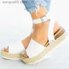 Sandalias Roma Mujer Sandalias Pisos Plataforma Tejido Zapatos 2023 Verano Nuevo diseñador Cuñas Zapatillas para caminar Zapatos casuales Chanclas Diapositivas T230619