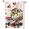 1pc, Colorlife 4th Of July Patriotic Welcome Cat Garden Flag Double Sided, Memorial Day Independence Day American USA Stars And Stripes Flag Yard Outdoor Decoration