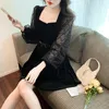 Casual Dresses Design Feeling Gaze Nail Bead Hepburn Wind Pleuche Little Black With Belt Dress