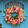 Dekorativa blommor Creative Faux Peony Wreath Full Bloom Artificial Rattan Hoop Garland inte Wither High Simulation Garden Decor