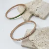 Braccialetto di moda in acciaio inossidabile rotondo per le donne regalo di gioielli per la festa nuziale del braccialetto di zircone bianco verde quadrato di lusso