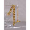 Hangertjes kettingen Yhpup Trendy natuurlijke parel Cubaanse ketting Roestvast staal Metaal Gouden sieraden 18 K verguld Zware textuur kraag Feestcadeau 230617