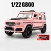 Diecast Model car 1 22 G800 SUV Alloy Car Model Diecast Simulation Metal Toy Off-road Vehicles Sound Light Childrens Gifts Collection 230617