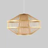 Luminárias pendentes Bambu Tecelagem Luz Sala Zen Lustre de Arte Luminária LED Artesanal Pendurada Luminárias de Teto Rattan Tecido Casa Decorações de Quarto