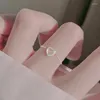 Cluster Rings Fashion Dazzle Gradient Colorful Heart Moonstone Ring 2023 Adjustable Chain Silver Party Female Party Wedding Jewelry