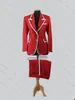 Mode printemps automne femmes rouge Blazer costumes ensembles nouveau bureau dame vestes pantalons 2 pièces sur mesure