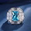 Cluster-Ringe Vinregem 8 12 mm Labor erstellt Saphir Smaragd Aquamarin Edelstein Vintage Ring für Frauen Hochzeit Verlobung Feine Schmuck Geschenke