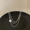 Chaînes 2023 P005 collier de perles en métal multicouche pour les femmes coréen rétro Design et polyvalent à la mode cou chaîne clavicule