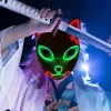 Oświetlenie Halloween LED Mask przerażający świecący lis fox festiwal festiwal męskie kobiety masy masy kostium cosplay demon slayer