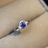 Cluster Rings Foydjew 2023 Trend Exquisite Simple High Quality Simulation Royal Blue Sapphire Women's Silver Color Engagement Ring