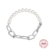 Charm 2023 Nieuwe originele Sterling Sier Me Pearl Link Chain Star Heart Connector armbanden zet me armband en ketting