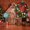 Decorative Flowers 30cm Christmas Wreath With Bow Balls Bells LED Light Flower Door Hanging Garland Ornaments Xmas Decorations For Home