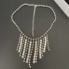 Hänghalsband för att återanvända högkvalitativa kristalltassel silverfärg halsband glitter underbara kvinnor lyx smycken parti trend