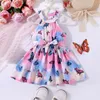 Robes de fille Robe de fille Été Tempérament Chemise sans manches Papillon Princesse Rose Vêtements pour enfants