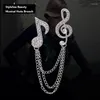 Brosches Starbeauty Musical Note Rhinestone Brosch Pin For Women Men Tassel Chain Broches Scarf Buckle Wedding Accessory