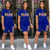 Survêtements pour femmes HLJ Casual ROSE Lettre Impression Deux Pièces Ensembles Femmes Col Rond T-shirt Et Biker Shorts D'été Correspondant 2pcs Tenues