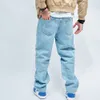 Jeans Masculino Simples Masculino Elegante Hip Hop Patch Rasgado Calça Jeans Solta Streetwear Masculino Casual Calça Reta Denim 230619