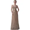 Elegant Brown Mother Of The Bride Dresses Floor Length Lace Appliques Satin Straight Formal Party Gowns Wedding Guest Dress For Women 2023 Groom Mom Evening Wear