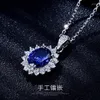 Chains Noble Temperament Natural Sapphire Group Inlaid With Zircon Pendant Female Fashion Platinum Plated Necklace Collarbone Chain