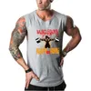 Regatas masculinas, camisas sem mangas de algodão da moda, regata de musculação, camisa fitness masculina, colete de ginástica com estampa de caixa única masculina 230619