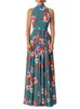 Grundläggande casual klänningar Wildpinky Summer Floral Print Dress Women Sexig elegant halter Maxi Kvinnlig strandband SASHES ALINE CHIC 230619