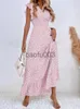 Robes décontractées Casual Polka Dot Dress Femmes D'été Col En V Sans Manches Taille Haute A-ligne Robes Longues Boho Beach Robe D'été En Mousseline De Soie Robe Vestidos J230619