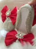 Babyschoenen Strik Custom Sparkle Bling Kristallen Steentjes Baby Meisjes Schoenen Baby 0-1Y Lint Prinses Haarband