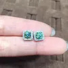Kobiety mody biżuterii kwadrat niebieski zielony cyrkon diamentowe kolczyki kolczyki białe złoto kolczyki stadnat