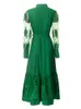 Robes décontractées de haute qualité Designer 2023 été revers vert bureau célébrité fête magnifique élégante robe de mode