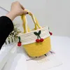 Beach Bags Cherry Handbag Women's New Handmade Cotton Thread Versatile Lovely Woven Bag Seaside Holiday