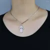 Catene Oro rosa Argento 3 colori Fashion Cz Gioielli Open Link Spilla da balia Collana con ciondolo a mano Hamsa con zirconi cubici