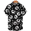 Erkekler Sıradan Gömlek Yaz Erkek Gömlek Vintage Korku Kafatası Baskı Hawaii Gömlek Kavur Günlük Tatil Moda Kısa Kollu Pamuk Üstü Erkek Giysiler 230619