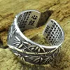 Rings Rings S999 Pure Silver Heart Sutra Thai Retro Open Ring Fashion Men Fashion Personals