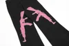 メンズジーンズの手紙ガン刺繍パッチワークデニムパンツメンズストリートウェアカジュアルストレートズボンヒップホップレトロなバギージーンズユニセックス230619