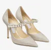 Casamento de Noiva Sandálias Femininas Sapatos Baily Platinum Ice Dusty Glitter Pumps com Cristal Pearl Strap Bico Pontudo Senhora Vestido de Festa Salto Alto EU35-43 Com Caixa