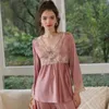 Pigiameria da donna Donna Raso Pizzo Patchwork Homewear Sexy Scollo a V Abbigliamento da notte Abbigliamento da casa Pigiama casual Completo Pigiama Intimo Lingerie