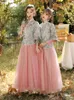 Etniska kläder Kinesiska Fairy Sisters Bridesmaid Dress Set Women's Summer Elegant Tang Costume Hanfu klänningar Kina stil traditionella s