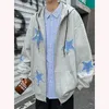 Męskie bluzy męskie gwiazda patchwork Spring Spring Up Loose Y2K Kobiet Bluza E-Girl 90s Pullover Streetwear