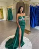 Élégant vert émeraude robes de bal diamant chérie fête robes de soirée fendu formel longue occasion spéciale robe