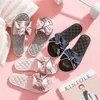 Rhombus slippers ladies bow slippers summer home open toe slippers simple sandals