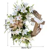 Decorative Flowers Wreaths Easter Cross Wreath with Bow Rattan Ring Garland Hanging Ornament for Home Front Door Wall Garden Decoration Art Gift 230619