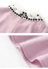 2023夏のピンクのソリッドカラーハートビーズドレス半袖ラペルネック膝の長さのカジュアルドレスw3l041306