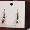 Dingle örhängen original kristallpärlor för kvinnor 2023 söt julklappsdesigner öron smycken söta koreanska saker