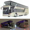 Diecast Model Car Sale High Quality 1 32 Eloy Pull Back Bus Model High Imitation Double Sightseeing Bus Flash Toy Vehicle 230617