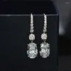 Dangle Earrings Real 3CT Topaz Diamond CZ 925 Sterling Silver Party Wedding for Women Men Fine Jewelry Gift